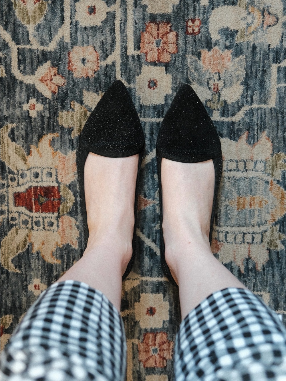 Repetto Black Sparkle Pointed-Toe Women's Flats
